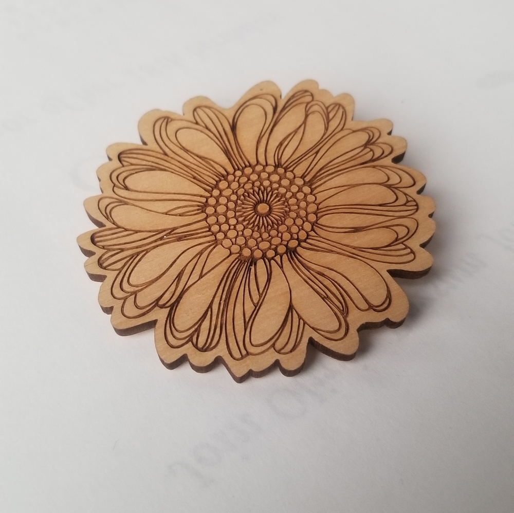 Hallmark Wooden Flower Brooch